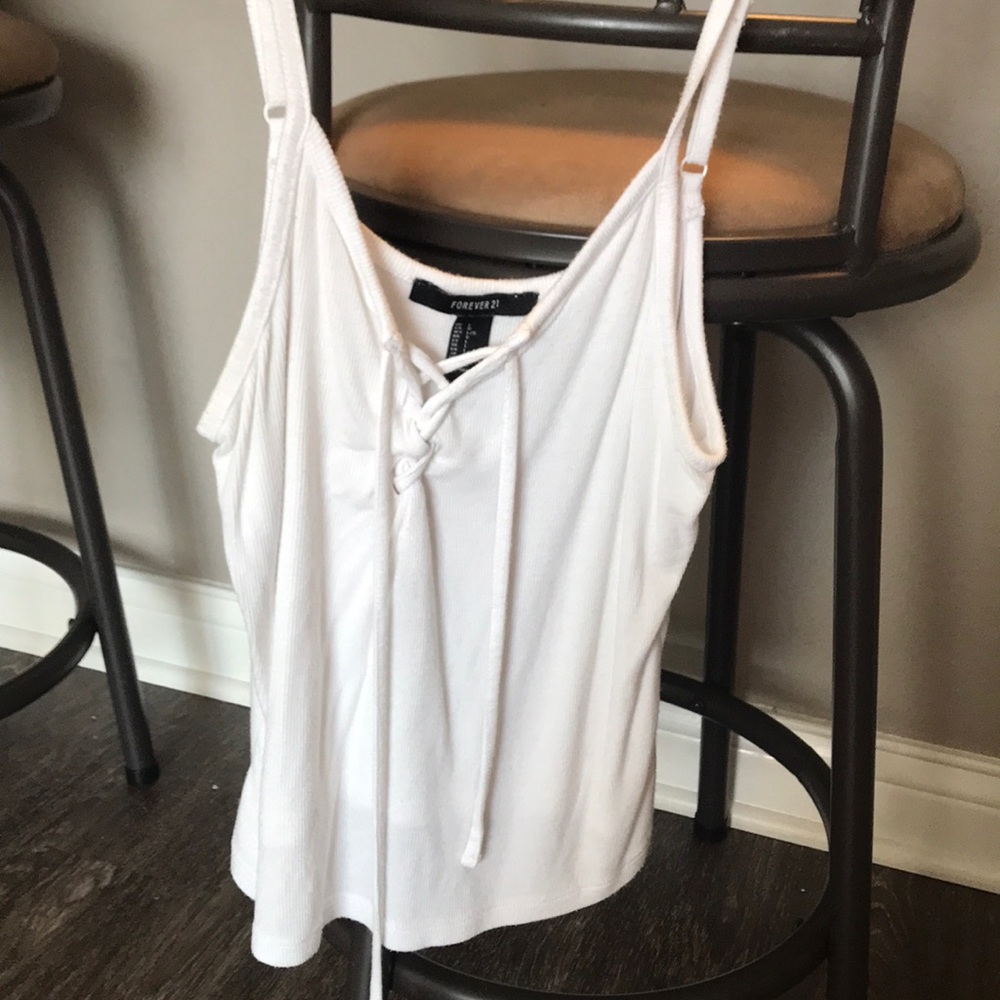 white lace up shirt